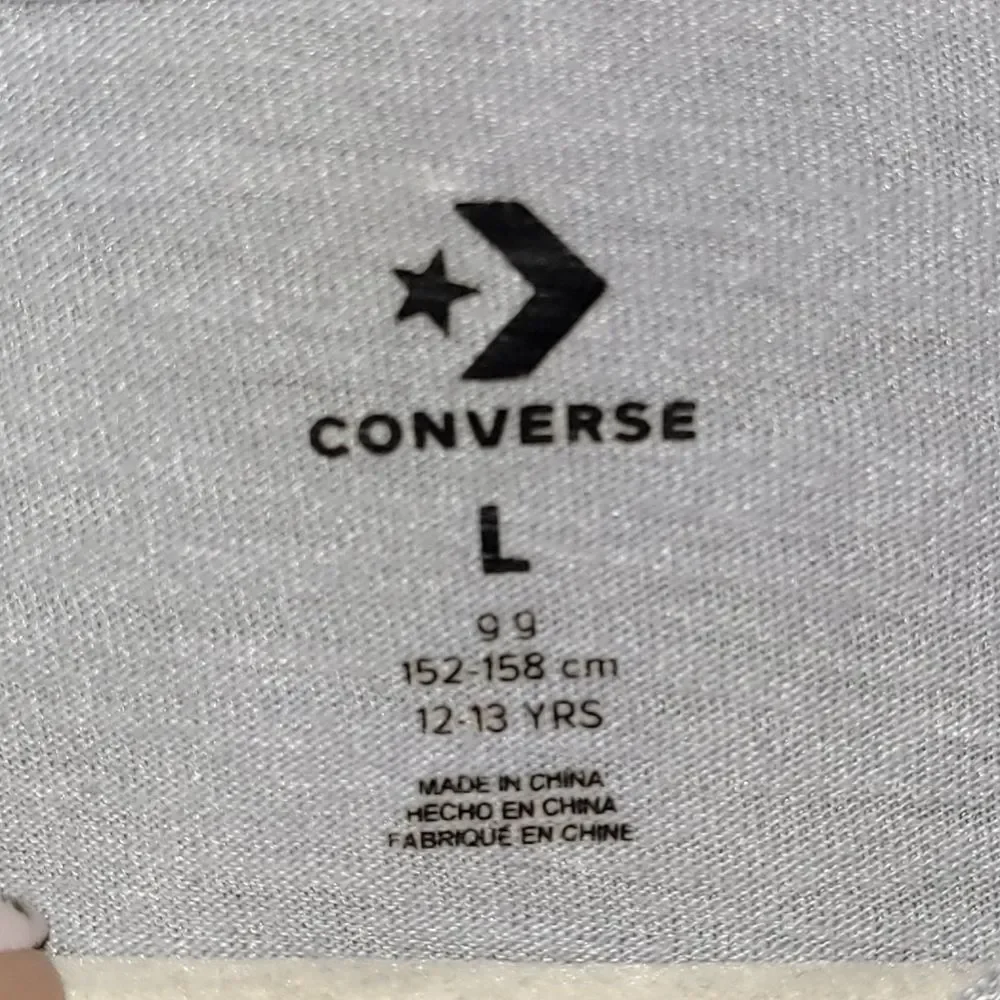 Converse Size Large 12-13 Years Light Gray Hooded Longsleeve Shirt
